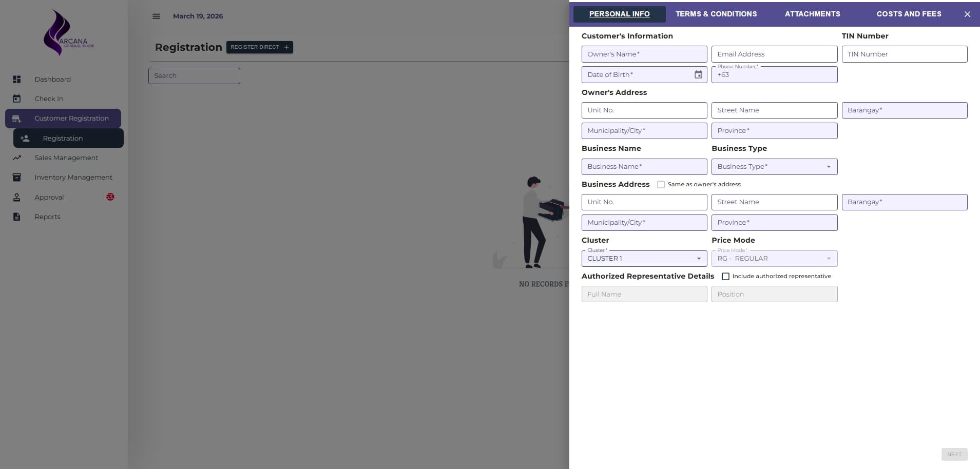 Customer Registration