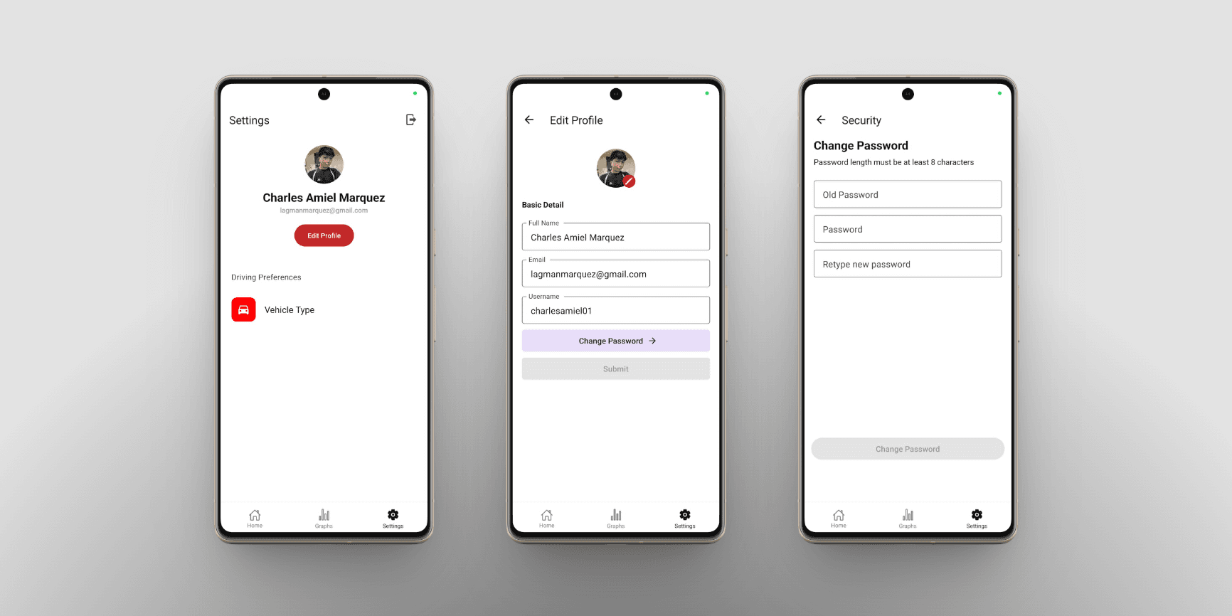 Mobile Settings Profile View