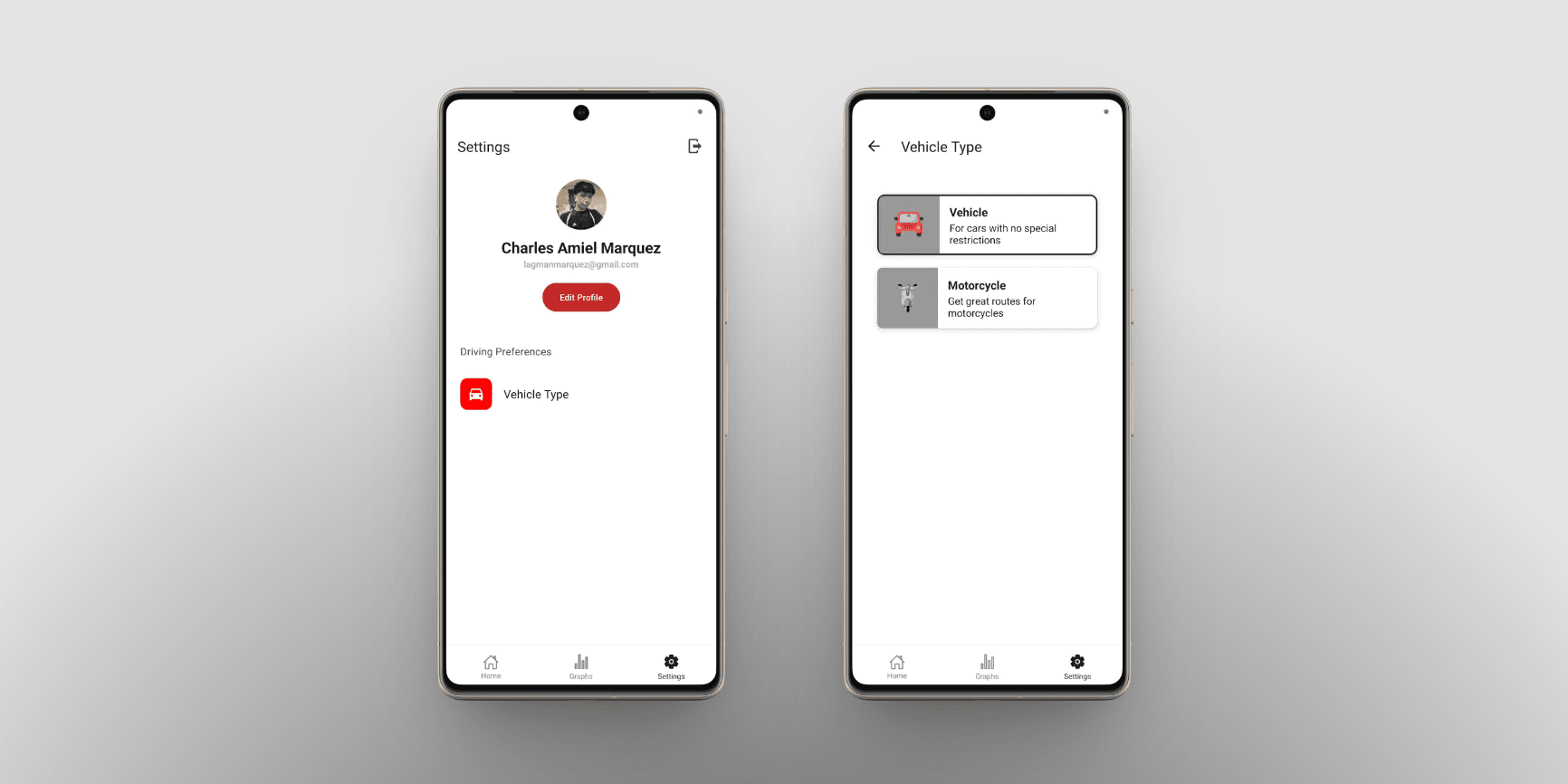 Mobile Settings Vehicle View
